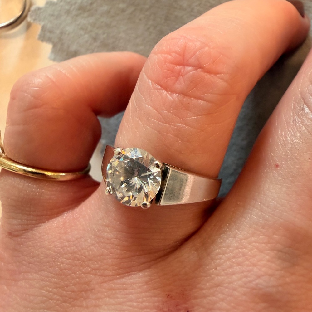 QVC Silver Ring with Sparkling Clear Stone